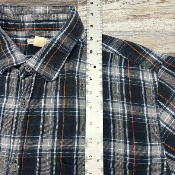 Carbon 2 Cobalt Blue Black Tartan Plaid Mens L Workwear Button Up Flannel Shirt‎ - Picture 4 of 8